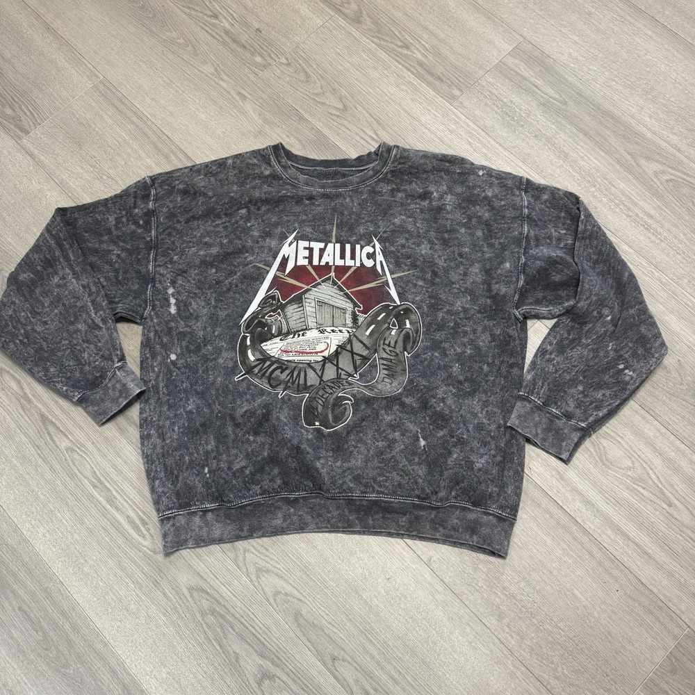 Urban Outfitters Metallica Damage Inc Crewneck Acid Washed Sweatshirt Unisex